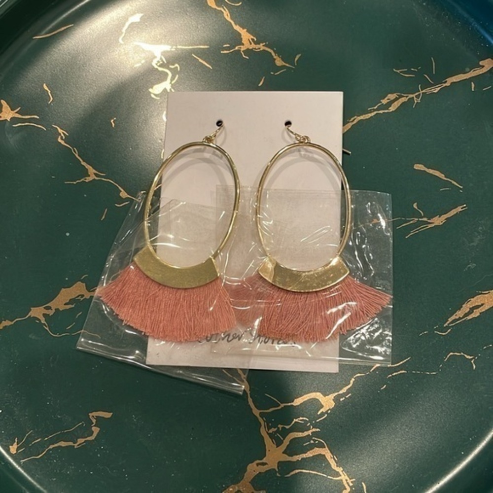 & Other Stories Gold Tassle Pink Earring